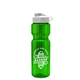 aerial view a translucent green bottle & white lid & translucent frost infuser basket champ bottle with infuser and flip lid - 28 oz, image 1 of 2