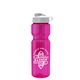 aerial view a translucent hot pink bottle & white lid & translucent frost infuser basket champ bottle with infuser and flip lid - 28 oz, image 1 of 2