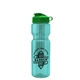 aerial view a translucent teal bottle & green lid & translucent frost infuser basket champ bottle with infuser and flip lid - 28 oz, image 1 of 2