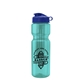 aerial view a translucent teal bottle & reflex blue lid & translucent frost infuser basket champ bottle with infuser and flip lid - 28 oz, image 1 of 2