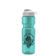 aerial view a translucent teal bottle & white lid & translucent frost infuser basket champ bottle with infuser and flip lid - 28 oz, image 1 of 2