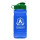 aerial view a translucent blue bottle & green lid groove tritan(r) bottle with flip lid - 20 oz, image 1 of 2