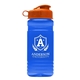 aerial view a translucent blue bottle & orange lid groove tritan(r) bottle with flip lid - 20 oz, image 1 of 2