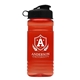 aerial view a translucent red bottle & black lid groove tritan(r) bottle with flip lid - 20 oz, image 1 of 2