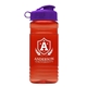 aerial view a translucent red bottle & violet lid groove tritan(r) bottle with flip lid - 20 oz, image 1 of 2
