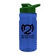 a translucent blue bottle & green lid groove tritan(r) bottle with drink - thru lid - 20 oz