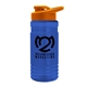 a translucent blue bottle & orange lid groove tritan(r) bottle with drink - thru lid - 20 oz