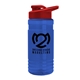 a translucent blue bottle & red lid groove tritan(r) bottle with drink - thru lid - 20 oz