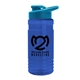 a translucent blue bottle & cyan lid groove tritan(r) bottle with drink - thru lid - 20 oz