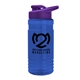 a translucent blue bottle & violet lid groove tritan(r) bottle with drink - thru lid - 20 oz