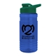 a translucent blue bottle & dark green lid groove tritan(r) bottle with drink - thru lid - 20 oz