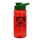 a translucent red bottle & green lid groove tritan(r) bottle with drink - thru lid - 20 oz