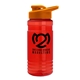 a translucent red bottle & orange lid groove tritan(r) bottle with drink - thru lid - 20 oz