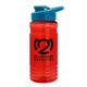 a translucent red bottle & cyan lid groove tritan(r) bottle with drink - thru lid - 20 oz