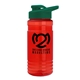 a translucent red bottle & dark green lid groove tritan(r) bottle with drink - thru lid - 20 oz