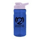a translucent blue bottle & lilac lid groove tritan(r) bottle with drink - thru lid - 20 oz
