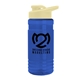 a translucent blue bottle & pastel yellow lid groove tritan(r) bottle with drink - thru lid - 20 oz