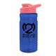 a translucent blue bottle & salmon lid groove tritan(r) bottle with drink - thru lid - 20 oz