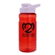 a translucent red bottle & lilac lid groove tritan(r) bottle with drink - thru lid - 20 oz