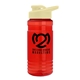 a translucent red bottle & pastel yellow lid groove tritan(r) bottle with drink - thru lid - 20 oz