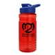 a translucent red bottle & royal blue lid groove tritan(r) bottle with drink - thru lid - 20 oz