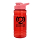 a translucent red bottle & salmon lid groove tritan(r) bottle with drink - thru lid - 20 oz
