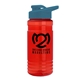 a translucent red bottle & steel blue lid groove tritan(r) bottle with drink - thru lid - 20 oz