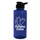 aerial view a navy blue bottle & black lid mountaineer tritan(r) bottle with drink - thru lid - 36 oz, image 1 of 2