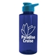 aerial view a navy blue bottle & cyan lid mountaineer tritan(r) bottle with drink - thru lid - 36 oz, image 1 of 2