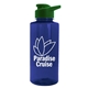 aerial view a navy blue bottle & green lid mountaineer tritan(r) bottle with drink - thru lid - 36 oz, image 1 of 2