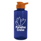 aerial view a navy blue bottle & orange lid mountaineer tritan(r) bottle with drink - thru lid - 36 oz, image 1 of 2