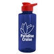 aerial view a navy blue bottle & red lid mountaineer tritan(r) bottle with drink - thru lid - 36 oz, image 1 of 2