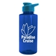 aerial view a translucent blue bottle & cyan lid mountaineer tritan(r) bottle with drink - thru lid - 36 oz, image 1 of 2