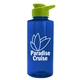 aerial view a translucent blue bottle & lime green lid mountaineer tritan(r) bottle with drink - thru lid - 36 oz, image 1 of 2