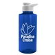 aerial view a translucent blue bottle & white lid mountaineer tritan(r) bottle with drink - thru lid - 36 oz, image 1 of 2