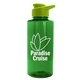 aerial view a translucent green bottle & lime green lid mountaineer tritan(r) bottle with drink - thru lid - 36 oz, image 1 of 2