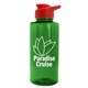 aerial view a translucent green bottle & red lid mountaineer tritan(r) bottle with drink - thru lid - 36 oz, image 1 of 2