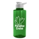 aerial view a translucent green bottle & white lid mountaineer tritan(r) bottle with drink - thru lid - 36 oz, image 1 of 2
