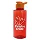 aerial view a translucent red bottle & orange lid mountaineer tritan(r) bottle with drink - thru lid - 36 oz, image 1 of 2