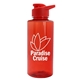 aerial view a translucent red bottle & red lid mountaineer tritan(r) bottle with drink - thru lid - 36 oz, image 1 of 2