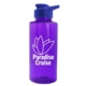 aerial view a translucent violet bottle & royal blue lid mountaineer tritan(r) bottle with drink - thru lid - 36 oz, image 1 of 2