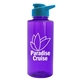 aerial view a translucent violet bottle & cyan lid mountaineer tritan(r) bottle with drink - thru lid - 36 oz, image 1 of 2