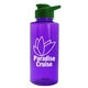aerial view a translucent violet bottle & green lid mountaineer tritan(r) bottle with drink - thru lid - 36 oz, image 1 of 2