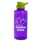 aerial view a translucent violet bottle & lime green lid mountaineer tritan(r) bottle with drink - thru lid - 36 oz, image 1 of 2