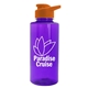 aerial view a translucent violet bottle & orange lid mountaineer tritan(r) bottle with drink - thru lid - 36 oz, image 1 of 2