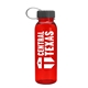 a translucent red bottle & black lid outdoorsman tritan(r) bottle with tethered lid - 24 oz