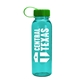 a translucent teal bottle & green lid outdoorsman tritan(r) bottle with tethered lid - 24 oz