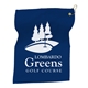 aerial view a royal blue 15 x 18 golf towel, image 1 of 2