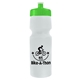 aerial view a frost bottle & lime green lid 24 oz venture bike white water bottle, image 1 of 2