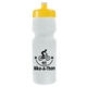 aerial view a frost bottle & yellow lid 24 oz venture bike white water bottle, image 1 of 2